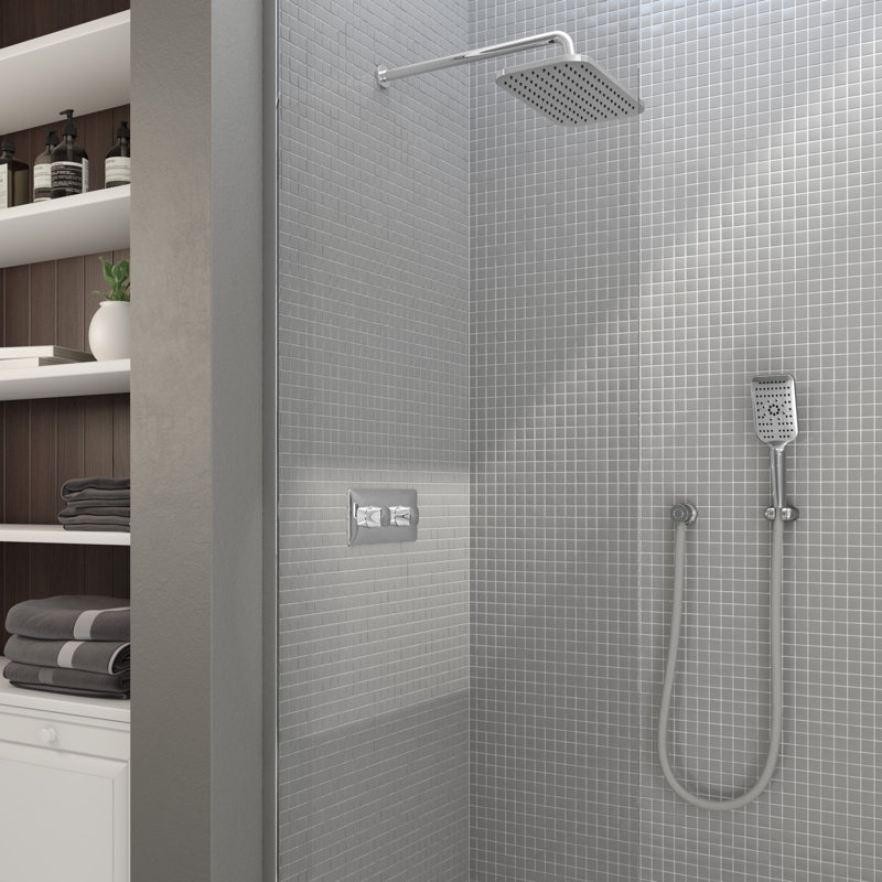 AQUABRASS Polished Chrome Complete Shower System All INABOX Including